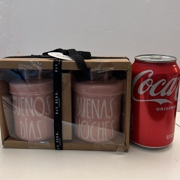 Rae Dunn New Buenos Dias Buenas Noches Ceramic Loop Lid Decor Canisters New. - Picture 6 of 7